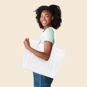 Shop DALIX 23" Cotton Canvas Tote Bag in White