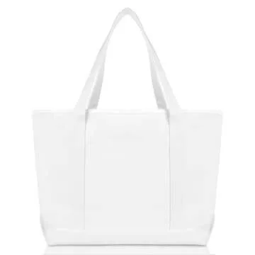 Shop DALIX 23" Cotton Canvas Tote Bag in White