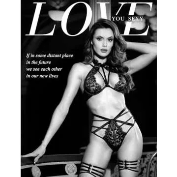 LOVE YOU SEXY Women Lace Lingerie Set, Strappy Bra and Panty, Lace Choker Bra Highwaist Panty 2 Pieces Bra Set Black 32B