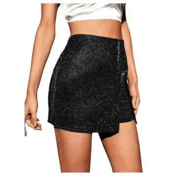 Chic High Waisted Glitter Skorts for Women - Party Ready