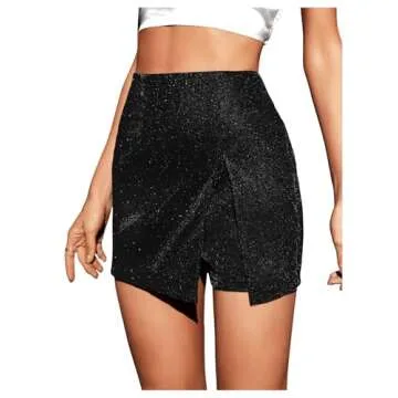 Chic High Waisted Glitter Skorts for Women - Party Ready