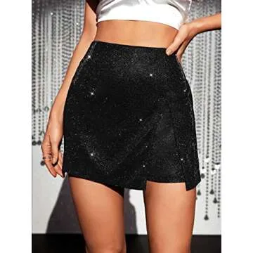 Chic High Waisted Glitter Skorts for Women - Party Ready