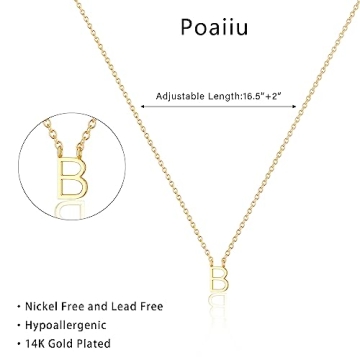 Dainty Gold Initial Necklace for Women Personalized Jewelry