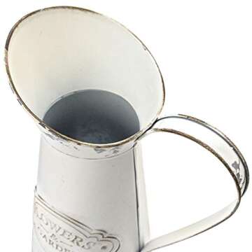 Soyizom Farmhouse White Jugs Vases for Flower, Metal Milk Jug Farmhouse Flower Pitcher Vases Tall fo...