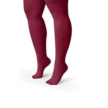 Silky Toes Women's Plus Size Opaque Microfiber Tights- 1 or 2 Pairs, Solid Colored (1-2, Wine New-1 Pair, numeric_1)