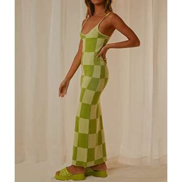 2022 Bodycon Dresses for Women Summer Knit Hollow Out Sexy Night Out Midi Maxi Dress Sleeveless Long Cut Out Dress