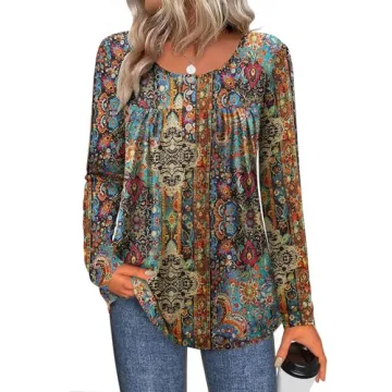Zeagoo Long Sleeve T-Shirts for Women - Stylish Floral Tunic Tops