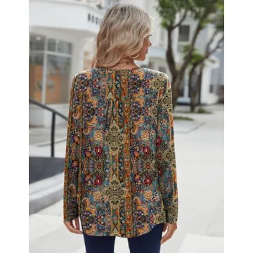 Stylish Zeagoo Long Sleeve Floral Tunic Tops for Women