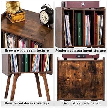 LELELINKY Mid-Century Record Player Stand for 100 Albums