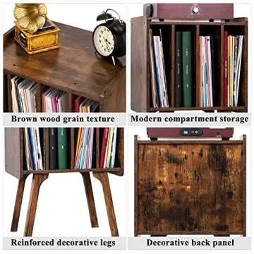 LELELINKY Mid-Century Record Player Stand for 100 Albums