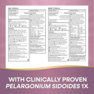 Nature's Way Cold Relief Hot Drink, Umcka, Homeopathic, Clinically Proven Pelargonium Sidoides 1X, for Cough, Congestion, Sore Throat, Stuffy Nose, Day & Night Formula, 12 Packets (Packaging May Vary)