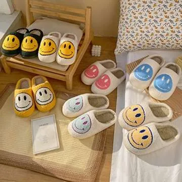 Bevaney Smile Face Slippers for Women – Cozy & Cute Plush Slippers