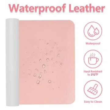 Makeup Mat for Vanity Top Protector,Dresser Protector Top Vanity Essentials,Craft Mats to Protect Table,Nail Art Table Mat,Vanity Desk Cover Pads, Dresser Cover Top Mats,31.5x15.7in (Pink & Silver)