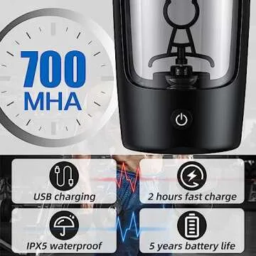 JOTER & LIBEAR Electric Shaker Bottle, Made with Tritan - BPA Free - Portable Mixer Cup/USB Rechargeable Shaker Cups for Protein Shakes and Meal Replacement Shakes, 22 oz (White)