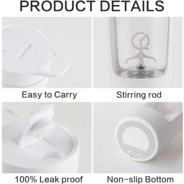 JOTER & LIBEAR Electric Shaker Bottle, Made with Tritan - BPA Free - Portable Mixer Cup/USB Rechargeable Shaker Cups for Protein Shakes and Meal Replacement Shakes, 22 oz (White)