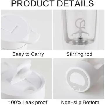 JOTER & LIBEAR Electric Shaker Bottle, Made with Tritan - BPA Free - Portable Mixer Cup/USB Rechargeable Shaker Cups for Protein Shakes and Meal Replacement Shakes, 22 oz (White)