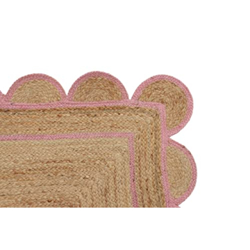 Gautam International Scallop Pattern Jute Bohemian Area Rug (4'x6', Light Pink)