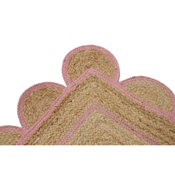 Gautam International Scallop Pattern Jute Bohemian Area Rug (4'x6', Light Pink)
