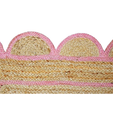 Gautam International Scallop Pattern Jute Bohemian Area Rug (4'x6', Light Pink)