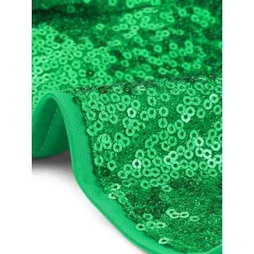 Allegra K Sequin Shorts for Women's Midrise Solid Zipper Elastic Waist Sparkle Cocktail Night Out Shorts Large Green