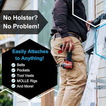 NÖHLSTER Locking Tool Clip - A Tool Holster Alternative - Drill Belt Clip, Impact Driver Holster, Drill Hook as Drill Holster, Drill Clip for Tool Belt, Drill Holder for Tool Belt - Fits Most Brands