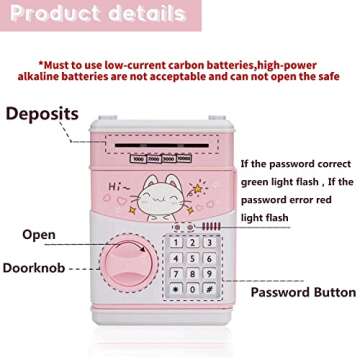 Mini ATM Savings Piggy Banks Toys for Real Money Save for Kids Girls Boys Adults, Electronic ATM Mac...