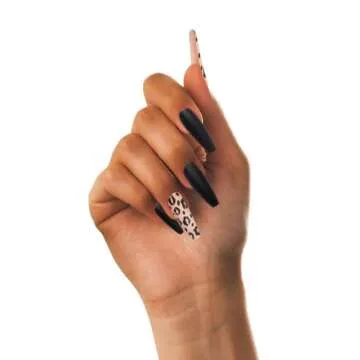 Gold Finger X-Long Full Cover Nails Press On Nails Limited Edition (Long Journey) Coffin Shape Glue ...