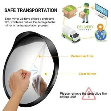 Angooni 16" Convex Driveway Mirror, Upgrade Wide Angle View, Adjustable Blind Spot Mirror, Traffic Mirror, Security Mirror Indoor and Outdoor, Parabolic Safety Mirror