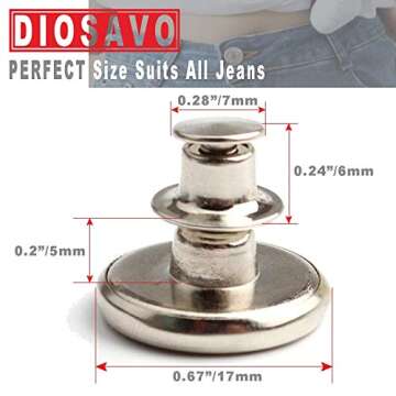 Adjustable 8Pcs DIOSAVO Instant Button Set for Pants