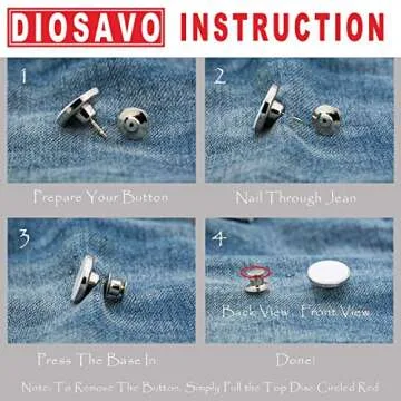 Adjustable 8Pcs DIOSAVO Instant Button Set for Pants