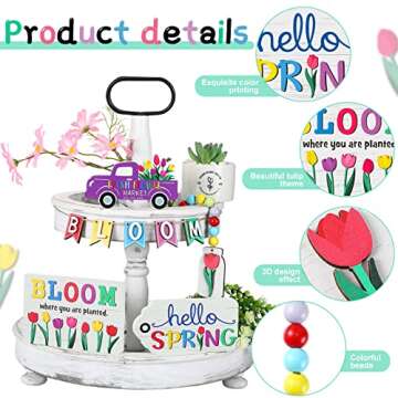 5 Pieces Tiered Tray Decor for Stylish Spring Home Decorations