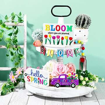 5 Pieces Tiered Tray Decor for Stylish Spring Home Decorations