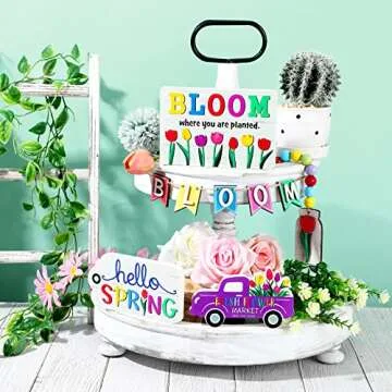 5 Pieces Tiered Tray Decor for Stylish Spring Home Decorations