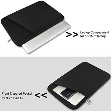 Laptop Sleeve, Durable Briefcase Shockproof Protective Case, Handbags Portable Laptop Bag for 15.6 inch HP Dell Asus Lenovo Notebook Computer with Front Pocket, Black