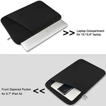 Laptop Sleeve, Durable Briefcase Shockproof Protective Case, Handbags Portable Laptop Bag for 15.6 inch HP Dell Asus Lenovo Notebook Computer with Front Pocket, Black