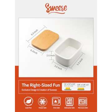 Sweese Butter Dish with Beech Wooden Lid – Elegant Porcelain Keeper for Kitchen