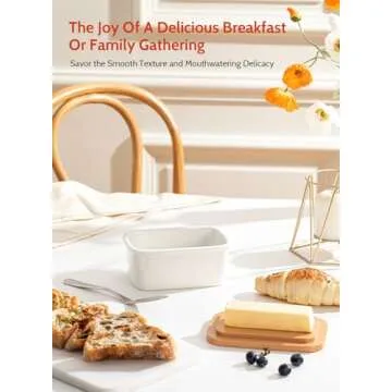 Elegant Sweese Butter Dish with Wooden Lid for All Butter