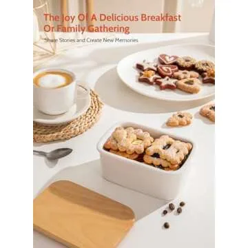 Elegant Sweese Butter Dish with Wooden Lid for All Butter