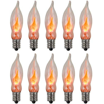 10 Pack of Creative Hobbies Flicker Flame Light Bulbs - 3 Watt E12 Candelabra Base with Flickering O...