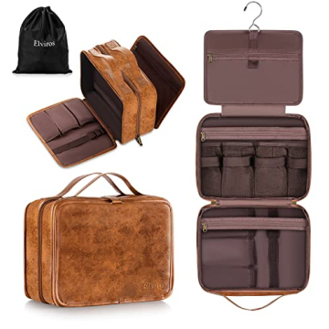 Elviros Hanging Travel Toiletry Bag for Men, 3 In 1 Large Makeup Bag Organizer for Women, Water-resi...