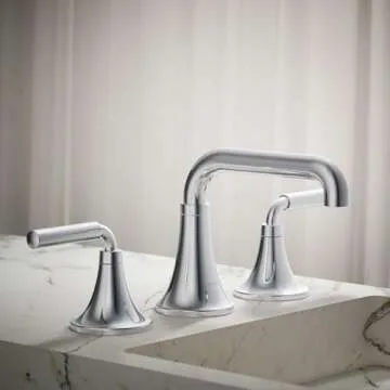 KOHLER Tone Polished Chrome Bathroom Sink Faucet - Widespread Design, 1.2 GPM