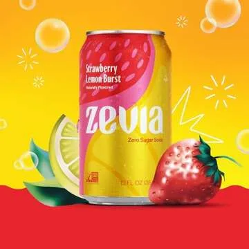 Zevia Soda Strawberry Lemon Burst - Zero Calorie & Vegan