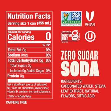 Zevia Soda Strawberry Lemon Burst - Zero Calorie & Vegan