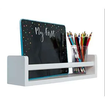 MASHBA Nursery Floating Shelf, Set of 2, White Wall Mounted Bookshelves for Organizing Books, Toy Storage, Knick Knacks, and Cute Home Decor