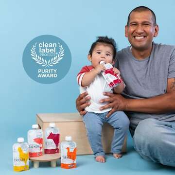 Serenity Kids 6+ Months Baby Food Pouch Puree - Grass Fed Beef, Kale & Sweet Potato - Ethically Sourced Meat & Organic Veggies - BPA-Free, 3.5 Ounce, 12 Count