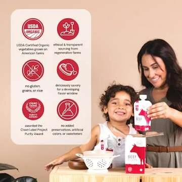 Serenity Kids 6+ Months Baby Food Pouch Puree - Grass Fed Beef, Kale & Sweet Potato - Ethically Sourced Meat & Organic Veggies - BPA-Free, 3.5 Ounce, 12 Count