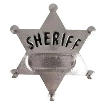 Metal Sheriff Badges - (Pack of 24) Silver Star Name Badges with Stickers for Personalized Names, Western Cowboy Dress Up Deputy's Badge Toys for Kids Birthday Party Favors, Giveaways & More
