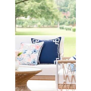 Hofdeco Premium Coastal Patio Indoor Outdoor Throw Pillow Cover Only, 20"x20" Water Repellent for Ba...