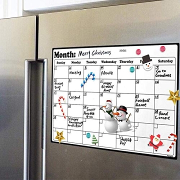 Fridge Calendar: Magnetic Dry Erase Whiteboard Planner 16.9 x 11.8 Inches