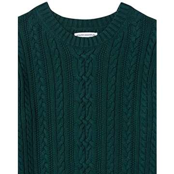 Comfortable Deep Green Fisherman Cable Sweater for Women
